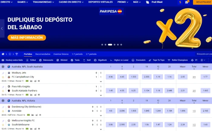 Sitio web Paripesa España